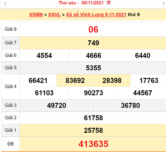 Bảng kết quả XSVL 5/11/2021 - Nhà đài Vĩnh Long